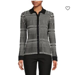 ECRU Checkered Collared Cardigan M